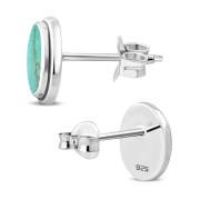 Turquoise Oval Stud Silver Earrings - e368